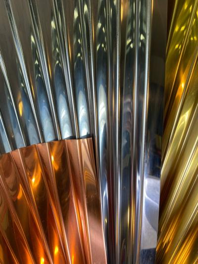 Curtis Jer MODERNIST TRICOLOR METAL FAN WALL SCULPTURE BY CURTIS JERE