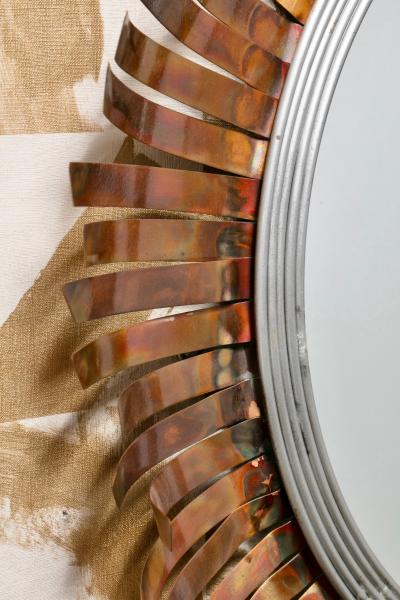 Curtis Jer Mid Century Modern Curtis Jer Brutalist Eyelash Sunburst Copper Wall Mirror