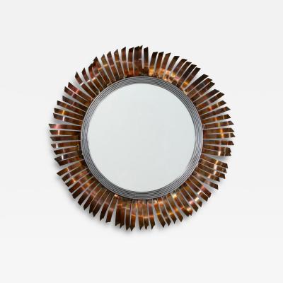 Curtis Jer Mid Century Modern Curtis Jer Brutalist Eyelash Sunburst Copper Wall Mirror