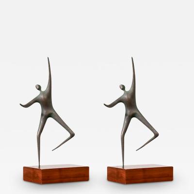 Curtis Jer Mid Century Modern Dancing Abstract Bronze Figures by Curtis Jere