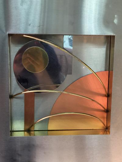 Curtis Jer PAIR OF CURTIS JERE MODERNIST MIXED METALS WALL SCULPTURES