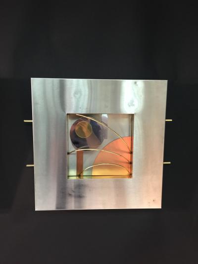 Curtis Jer PAIR OF CURTIS JERE MODERNIST MIXED METALS WALL SCULPTURES