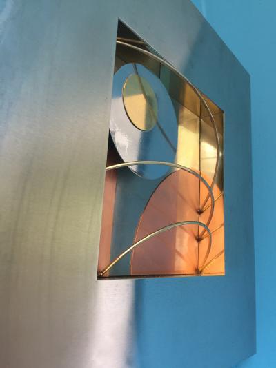 Curtis Jer PAIR OF CURTIS JERE MODERNIST MIXED METALS WALL SCULPTURES