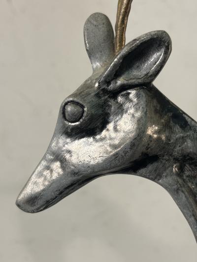 Curtis Jer POST MODERN ALUMINUM AND BRASS DEER SCULPTURE ON MARBLE BY CURTIS JERE