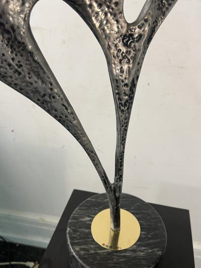 Curtis Jer POST MODERN ALUMINUM AND BRASS DEER SCULPTURE ON MARBLE BY CURTIS JERE