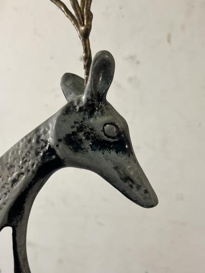 Curtis Jer POST MODERN ALUMINUM AND BRASS DEER SCULPTURE ON MARBLE BY CURTIS JERE