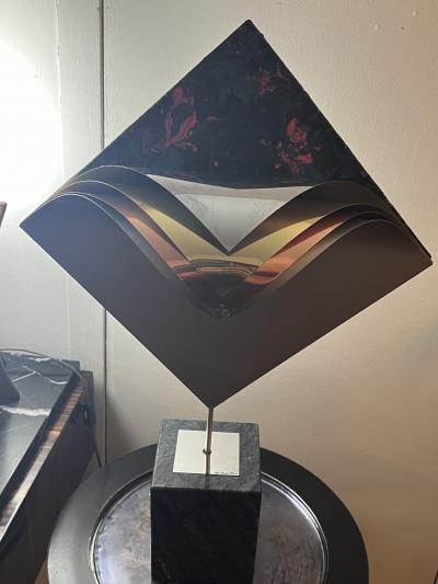Curtis Jer POST MODERNIST CHROME BRASS COPPER SCULPTURE ON MARBLE BASE BY CURTIS JERE