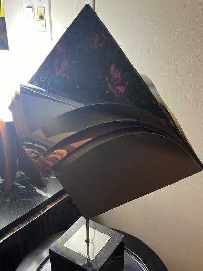 Curtis Jer POST MODERNIST CHROME BRASS COPPER SCULPTURE ON MARBLE BASE BY CURTIS JERE