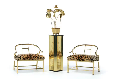 Curtis Jer Post Modern Curtis Jer Brass and Smoked Glass Pedestal Signed 1984