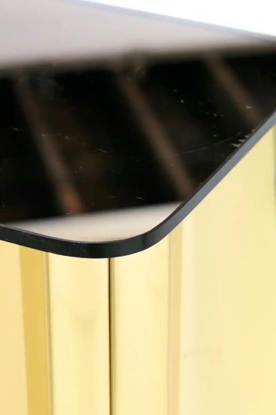 Curtis Jer Post Modern Curtis Jer Brass and Smoked Glass Pedestal Signed 1984