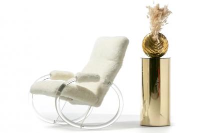 Curtis Jer Post Modern Curtis Jere Circular Pedestal of Brass and Smoked Glass c 1984