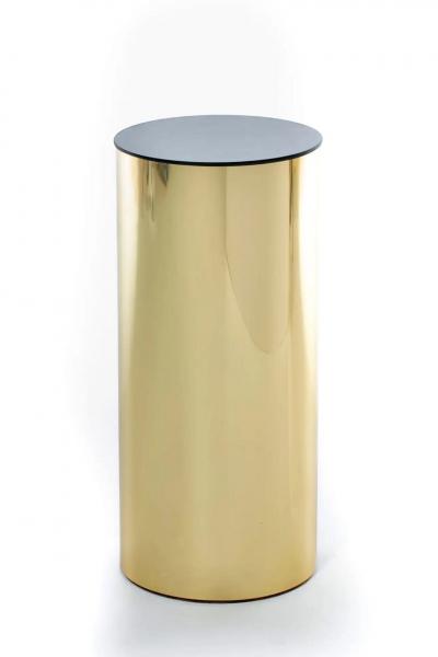 Curtis Jer Post Modern Curtis Jere Circular Pedestal of Brass and Smoked Glass c 1984