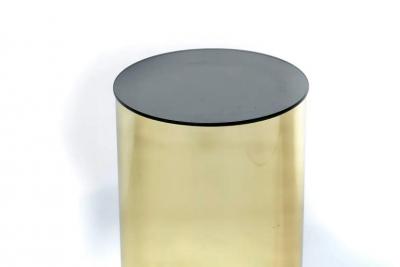 Curtis Jer Post Modern Curtis Jere Circular Pedestal of Brass and Smoked Glass c 1984