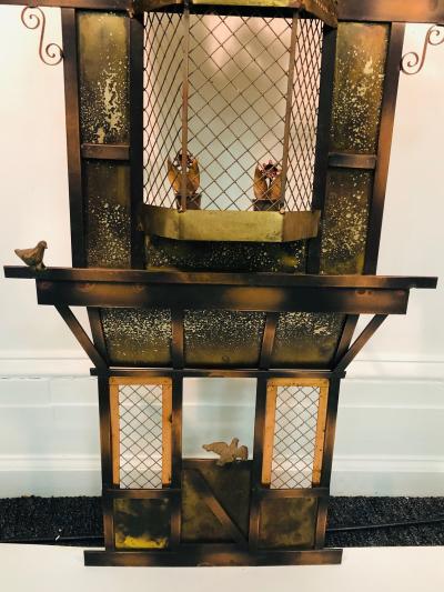 Curtis Jer Rare Curtis Jere Wall Sculpture Birds in Front of a Clock Tower