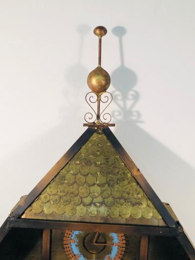 Curtis Jer Rare Curtis Jere Wall Sculpture Birds in Front of a Clock Tower