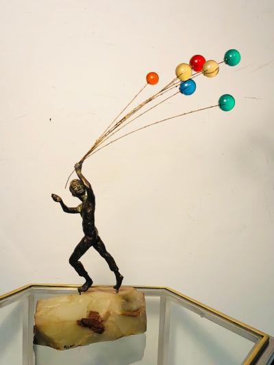 Curtis Jer Rare Model of Sculpture of Boy Holding Balloons by Curtis Jere