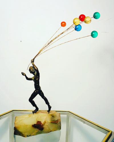 Curtis Jer Rare Model of Sculpture of Boy Holding Balloons by Curtis Jere