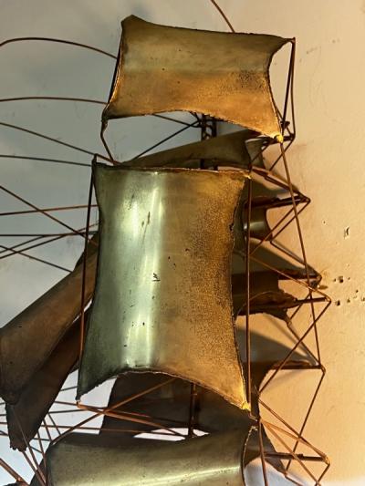 Curtis Jer STUNNING BRUTALIST METAL THREE DIMENSIONAL GALLEON WALL SCULPTURE