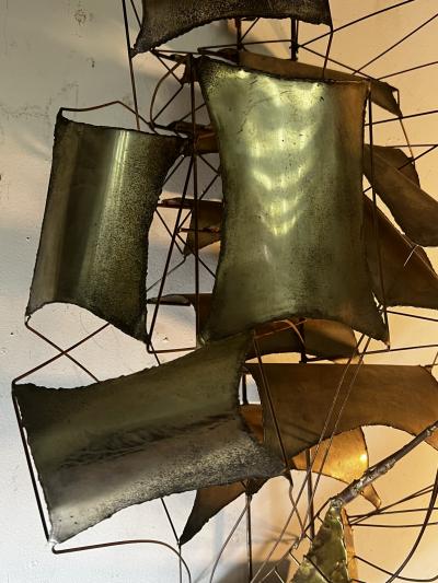 Curtis Jer STUNNING BRUTALIST METAL THREE DIMENSIONAL GALLEON WALL SCULPTURE