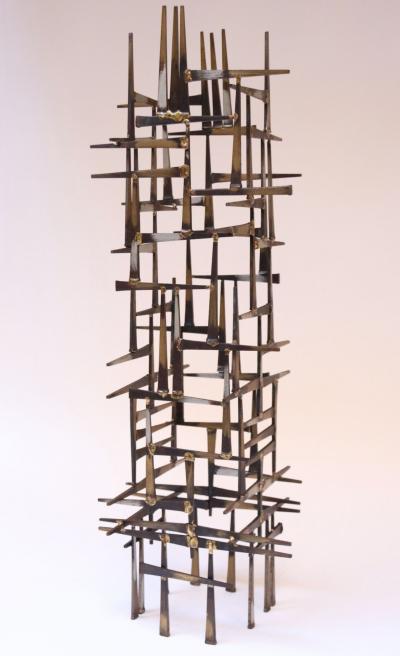 Curtis Jer Vintage Brutalist Abstract Freestanding Metal Nail Art Sculpture