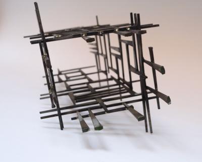 Curtis Jer Vintage Brutalist Abstract Freestanding Metal Nail Art Sculpture