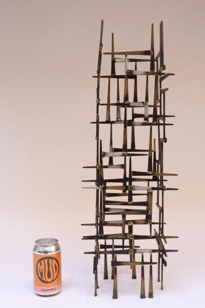 Curtis Jer Vintage Brutalist Abstract Freestanding Metal Nail Art Sculpture