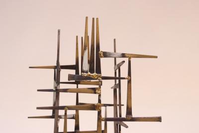 Curtis Jer Vintage Brutalist Abstract Freestanding Metal Nail Art Sculpture
