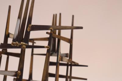 Curtis Jer Vintage Brutalist Abstract Freestanding Metal Nail Art Sculpture