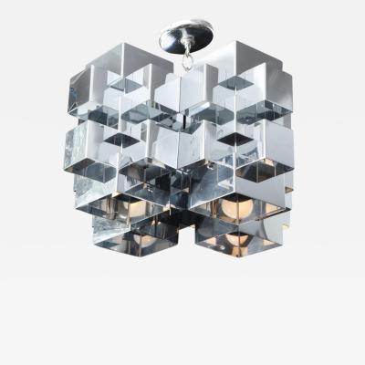 Curtis Jer Vintage Cubist Chrome Chandelier by Curtis Jere