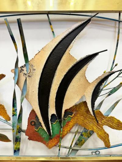 Curtis Jer Vintage Curtis Jere Aquarium Fish Wall Sculpture Signed