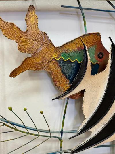 Curtis Jer Vintage Curtis Jere Aquarium Fish Wall Sculpture Signed