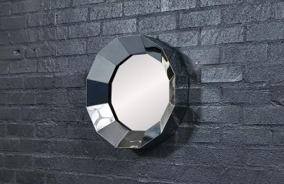 Curtis Jer Vintage Curtis Jere Faceted Chrome Geometric Mirror for Artisan House