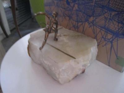 Curtis Jer Whimsical Pair of Curtis Jere Brass Onyx Tennis Player Bookends Mid Century