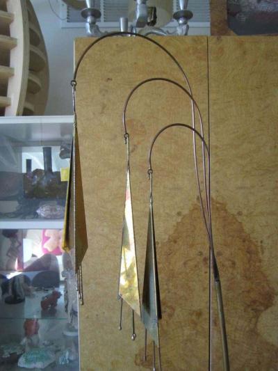 Curtis Jer Wonderful C Jere Brass Trumpet Vine Tall Floor Sculpture Kinetic Mid century