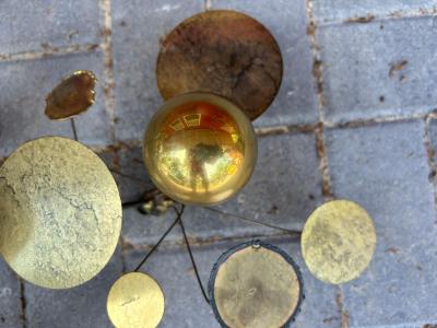 Curtis Jer Wonderful Pair of Brass Curtis Jere Raindrops Wall Sculpture Mid Century Modern