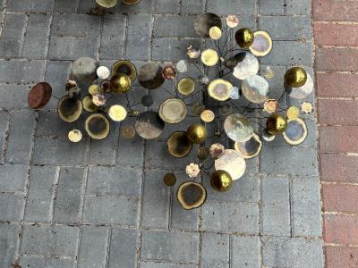 Curtis Jer Wonderful Pair of Brass Curtis Jere Raindrops Wall Sculpture Mid Century Modern