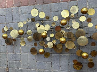 Curtis Jer Wonderful Pair of Brass Curtis Jere Raindrops Wall Sculpture Mid Century Modern