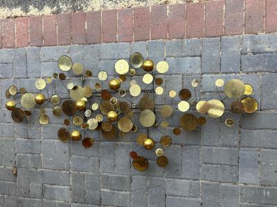 Curtis Jer Wonderful Pair of Brass Curtis Jere Raindrops Wall Sculpture Mid Century Modern