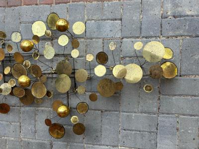 Curtis Jer Wonderful Pair of Brass Curtis Jere Raindrops Wall Sculpture Mid Century Modern