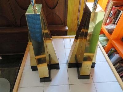 Curtis Jer Wonderful Pair of Curtis Jere Style Brass Table Lamps Mid Century Modern