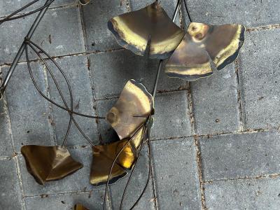 Curtis Jer XL Curtis Jere Brass Ginko Leaves Branch Wall Sculpture Mid century Modern