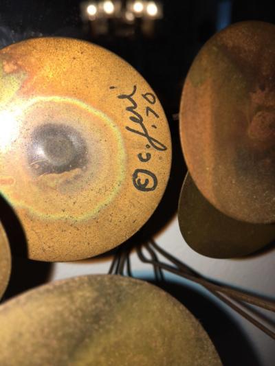 Curtis Jere 1970 Signed Curtis Jere Deep Toned Raindrops Round Mirror