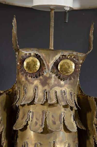 Curtis Jere Abstract Brutalist Owl Table Lamp by Curtis Jere
