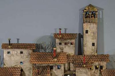 Curtis Jere Amazing Colorful Wall Mounted Mediterranean Village Sculpture by Curtis Jere