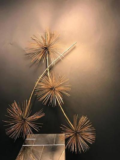 Curtis Jere Beautiful Brass Curtis Jere Pom Pom Wall Sculpture