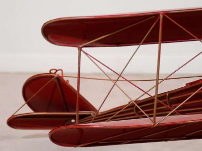 Curtis Jere Fantastic Red Enamel Biplane Wall Sculpture by Curtis Jere