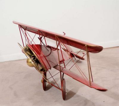 Curtis Jere Fantastic Red Enamel Biplane Wall Sculpture by Curtis Jere