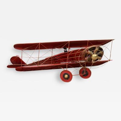 Curtis Jere Fantastic Red Enamel Biplane Wall Sculpture by Curtis Jere