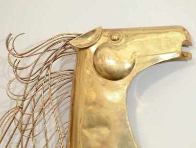 Curtis Jere Great Pair of Modernist Brass Horsehead Wall Sculptures by Curtis Jere