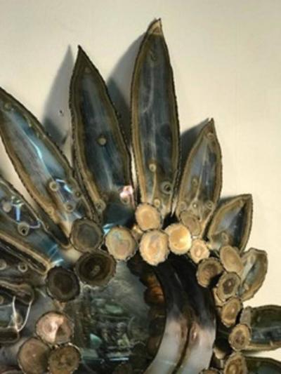 Curtis Jere Sensational Rain Drop Wall Mirror with Sunburst Design by Curtis Jere